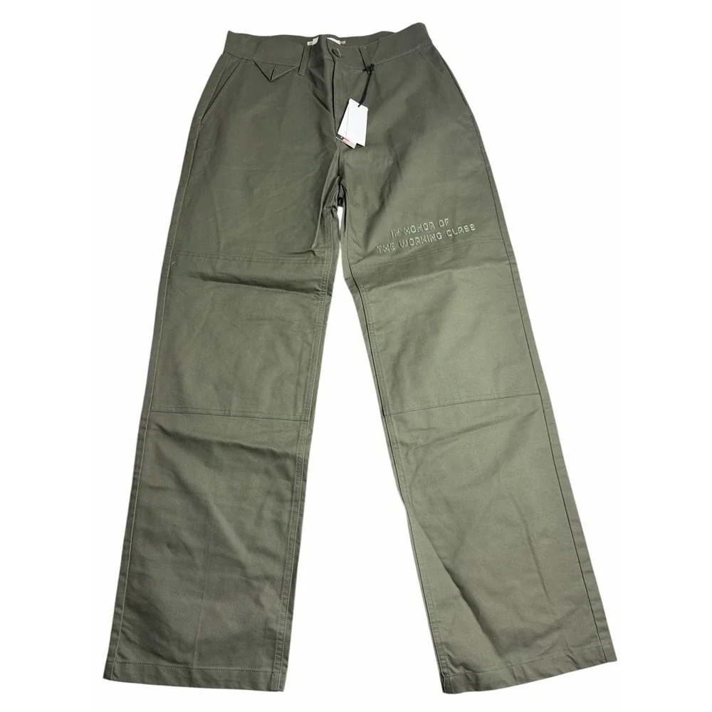 Honor The Gift Men's Workwear Pants Size 32 Olive Green Wide Leg Embroidered NWT